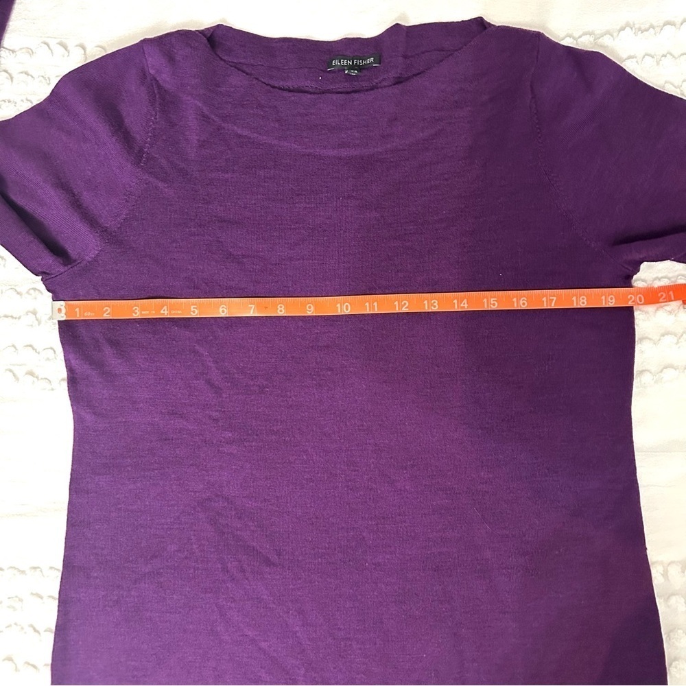 Eileen Fisher Women’s Purple Wool Boatneck Long Sleeve Tunic Sweater Sz L - Picture 10 of 12
